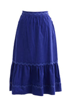 Montana Babycord Ric Rac Trim Tiered Midi Skirt - Navy
