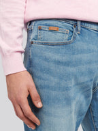 Mens 5 Pocket Regular Fit Denim Jeans in Mid Wash