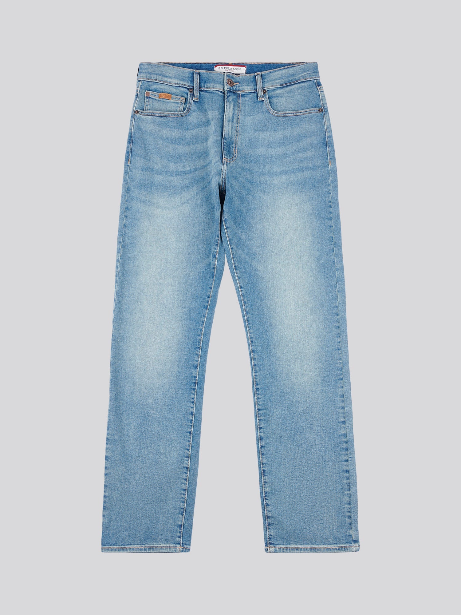 Mens 5 Pocket Regular Fit Denim Jeans in Mid Wash