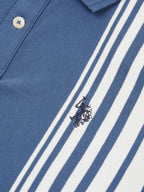 Mens Vertical Stripe Polo Shirt in Vintage Indigo