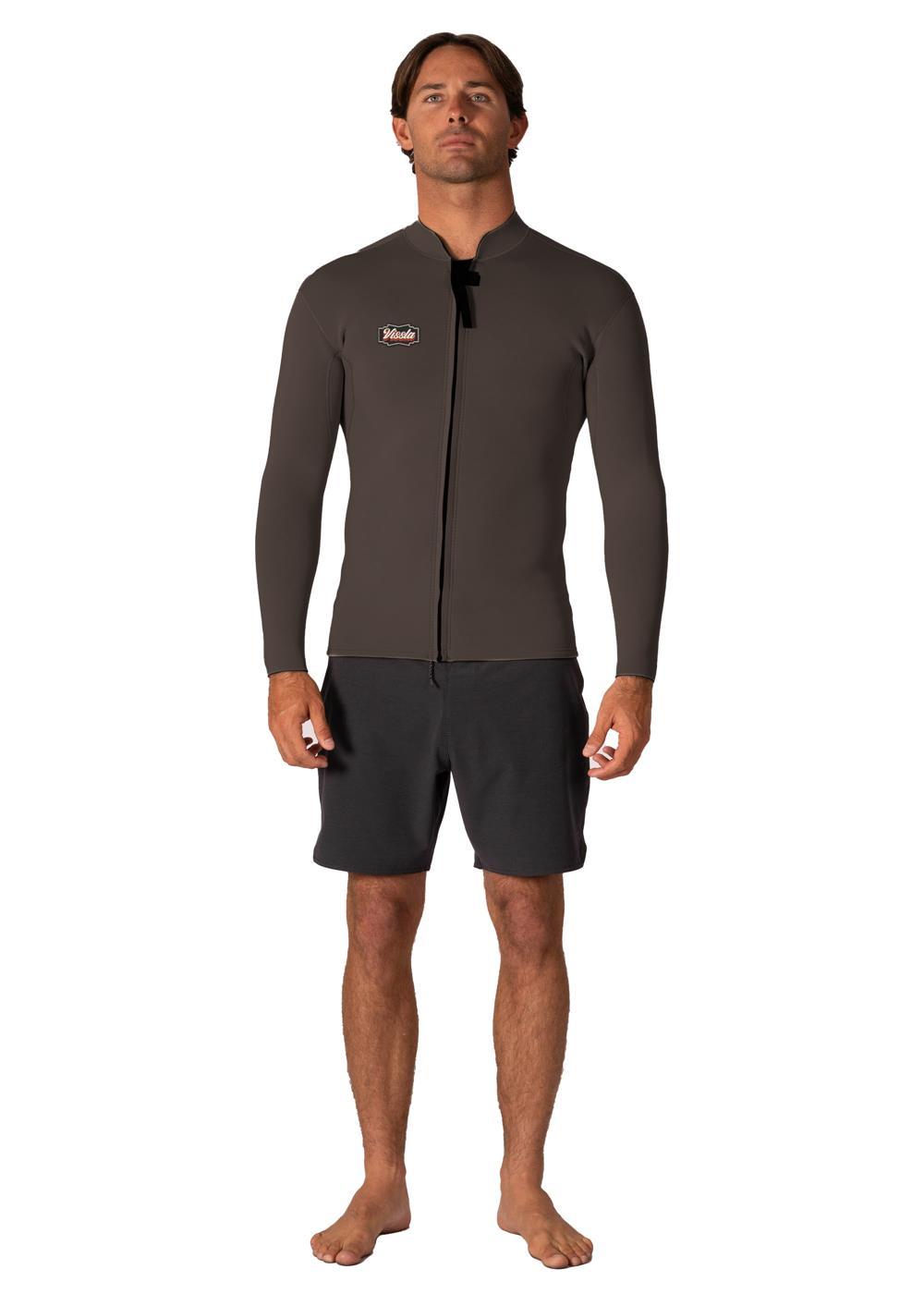 Vissla Solid Sets 2mm Front Zip L/S Wetsuit Jacket Dark earth