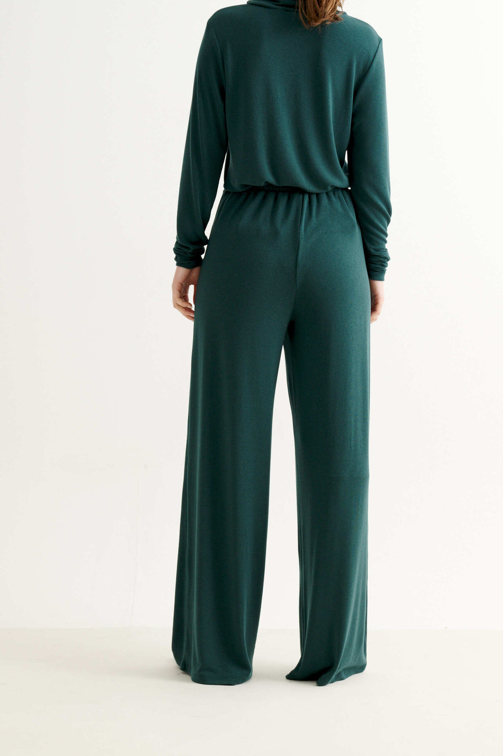 Miller Wide Leg Jersey Trouser - Forest Green