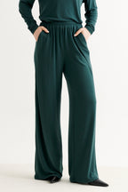 Miller Wide Leg Jersey Trouser - Forest Green