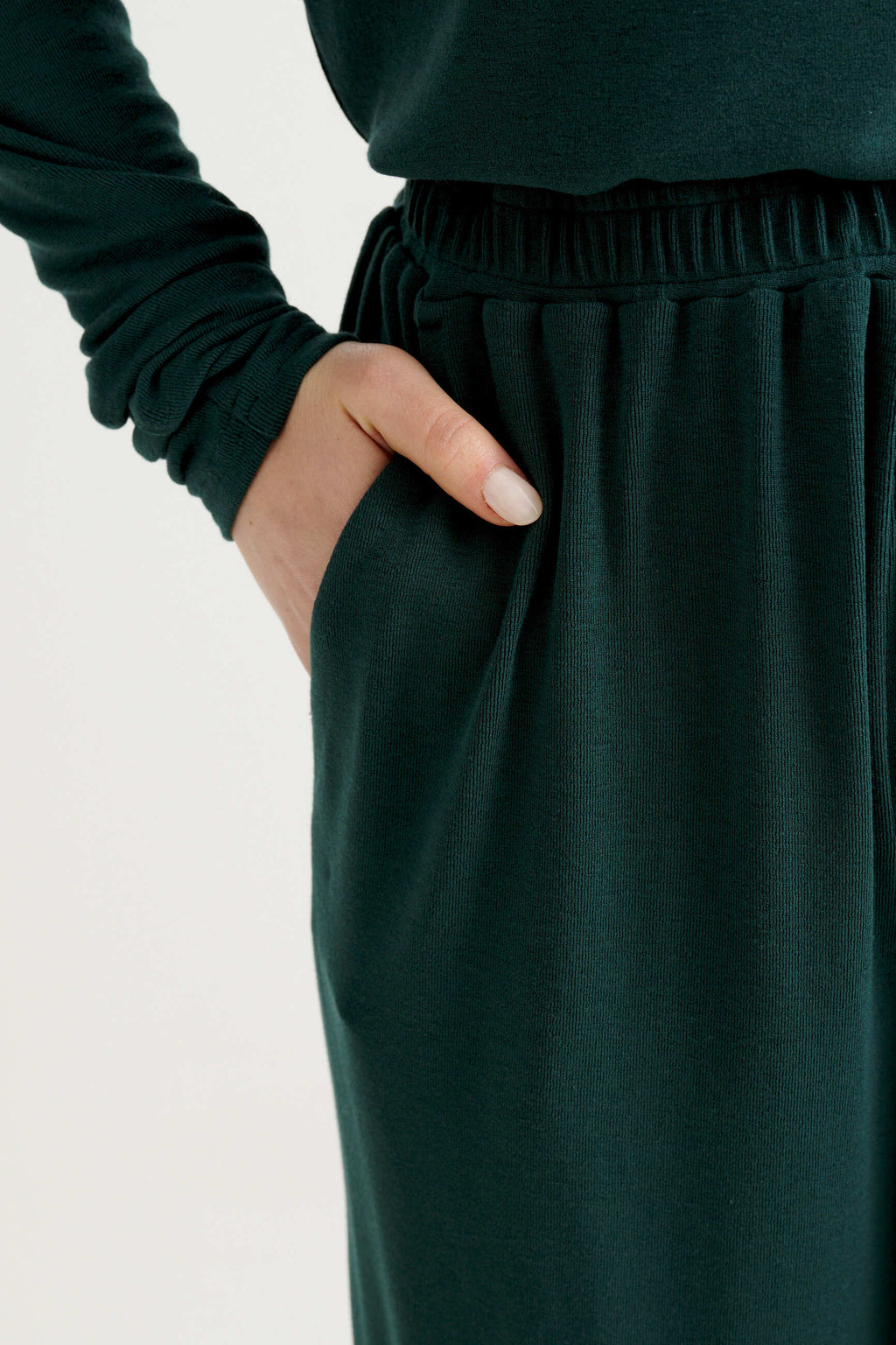 Miller Wide Leg Jersey Trouser - Forest Green