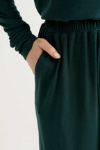 Miller Wide Leg Jersey Trouser - Forest Green