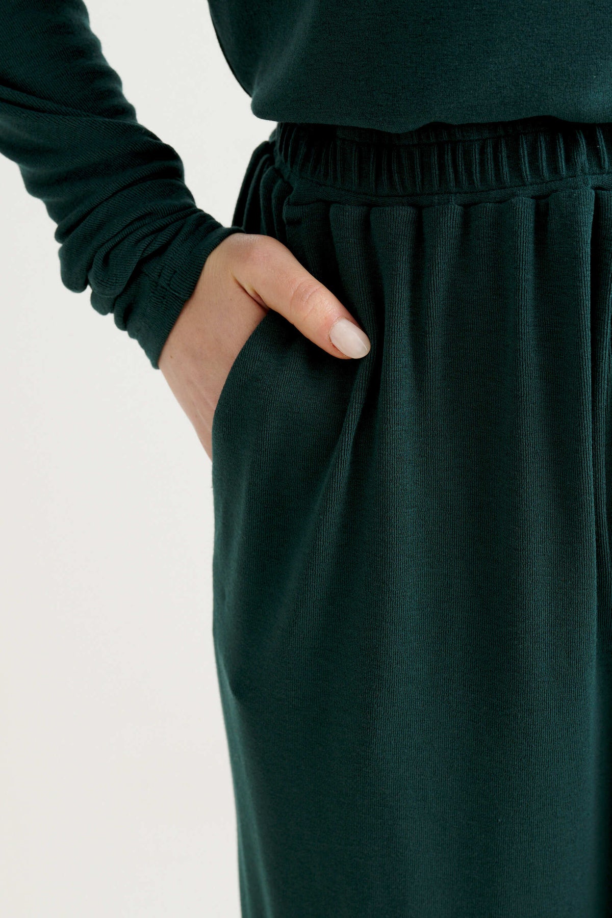 Miller Wide Leg Jersey Trouser - Forest Green
