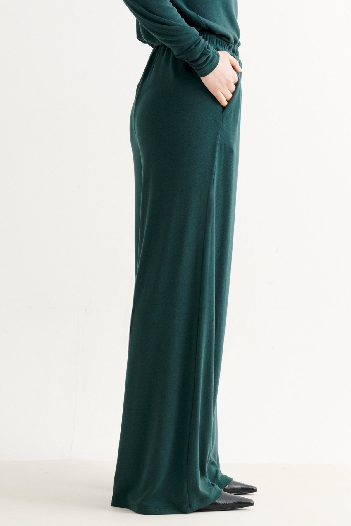 Miller Wide Leg Jersey Trouser - Forest Green