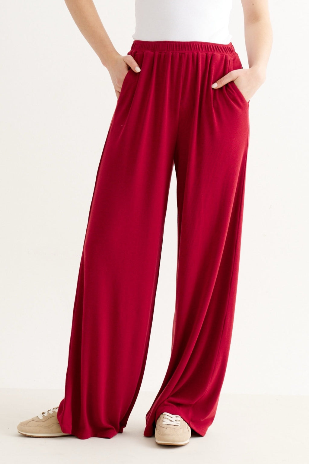 Miller Wide Leg Jersey Trouser - Wine