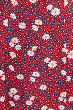 Louche Stasia Roaring Daisy Print V Back Puff Sleeve Midi Dress Red