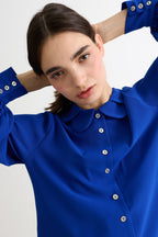 Octavia Crepe Petal Collar Shirt - Blue
