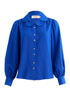 Octavia Crepe Petal Collar Shirt - Blue