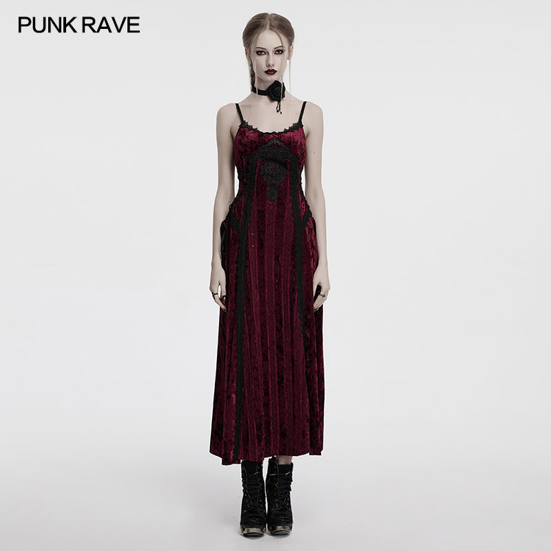 Punk Rave Vivienne Velvet Lace Panel Goth Slip Dress In Burgundy Brag Vintage Punk Rave Vivienne Velvet Lace Panel Goth Slip Dress In Burgundy Brag Vintage