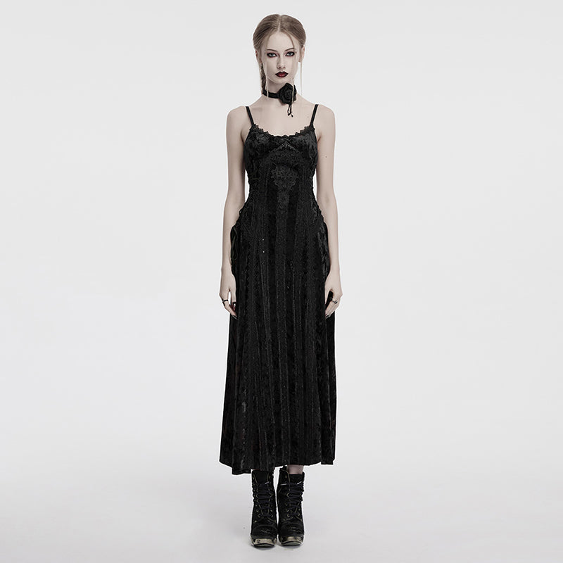 Punk Rave Morrigan Embroidered Velvet Goth Slip Dress In Black – Brag Vintage Punk Rave Morrigan Embroidered Velvet Goth Slip Dress In Black – Brag Vintage