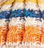 Louche Orla Striped Knitted Beanie With Faux Fur Bobble - White