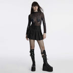 Punk Rave Eluana Cybergoth Print Mesh Long Sleeve Top