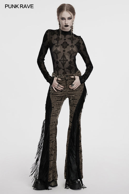Punk Rave Ravena Cross Flocking Mesh Top