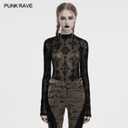 Punk Rave Ravena Cross Flocking Mesh Top