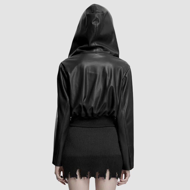 Punk Rave Nyx Hooded Faux Leather Jacket