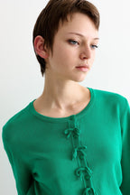 Ives Bow Trimmed Cardigan - Green