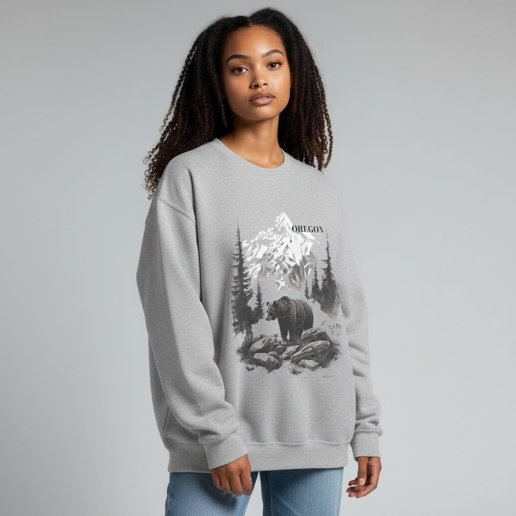 Brag Vintage Oregon Bear Sweatshirt Grey