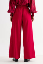 Tyler Fine Twill Pleat Front Wide Leg Trouser - Chilli Red