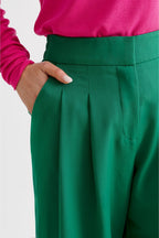 Tyler Fine Twill Pleat Front Wide Leg Trouser - Ivy Green