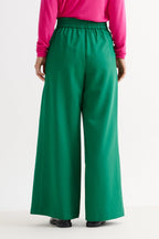 Tyler Fine Twill Pleat Front Wide Leg Trouser - Ivy Green