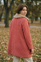 Dryden Herringbone Red And White Collar Coat