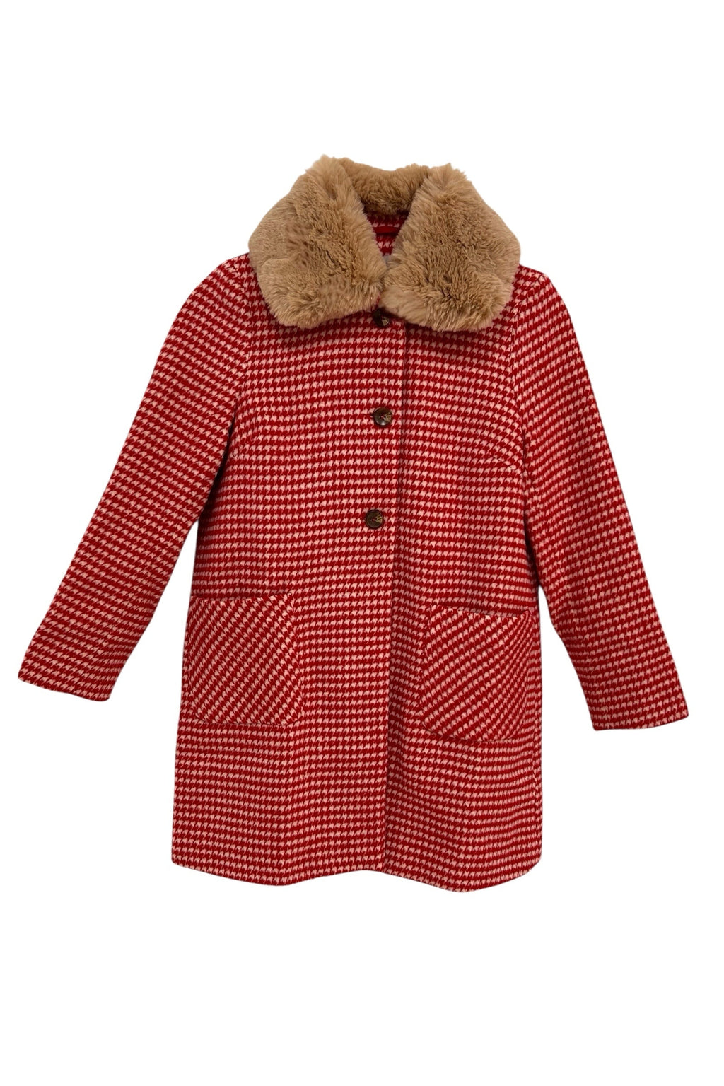 Dryden Herringbone Red And White Collar Coat