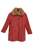 Dryden Herringbone Red And White Collar Coat