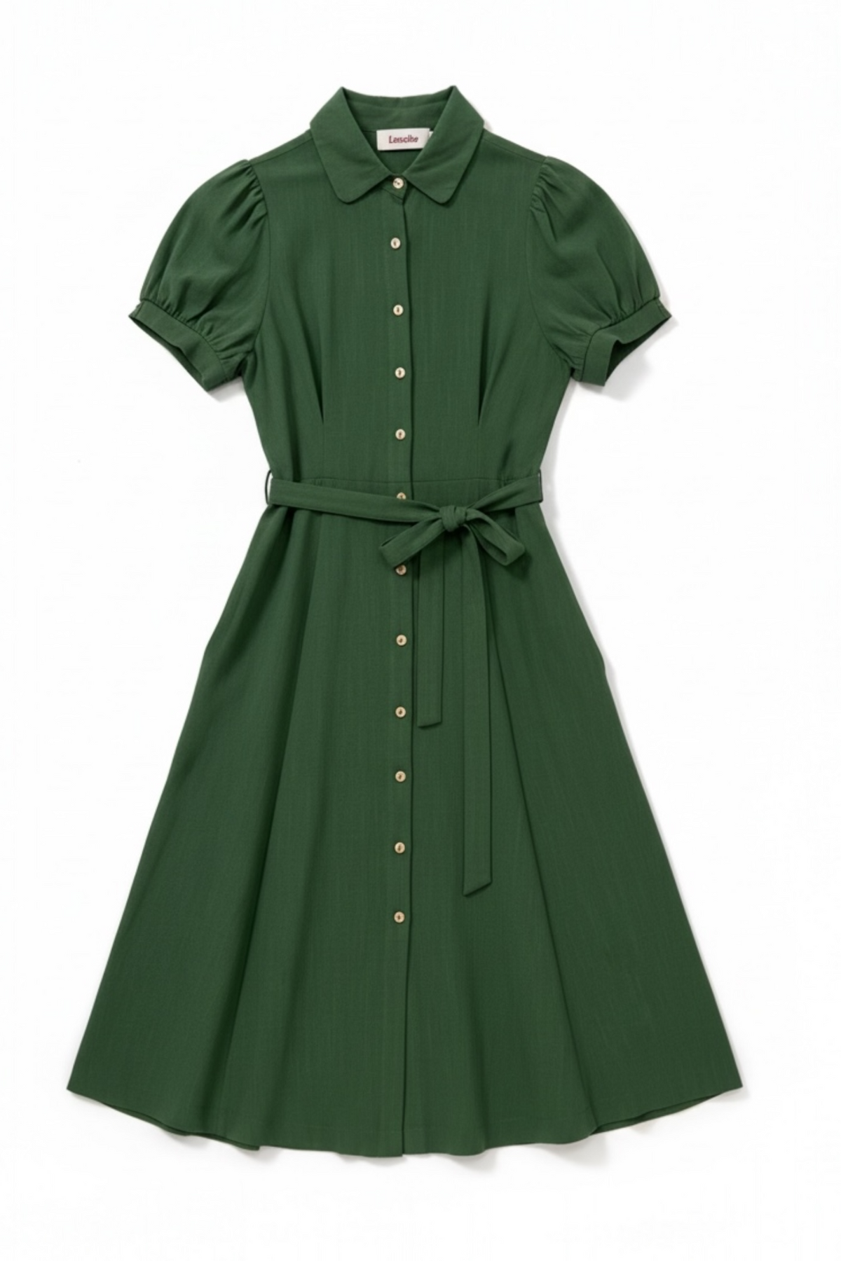 Joselyne Linen Mix Midi Shirt Dress - Green