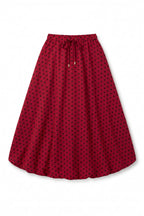 Dixie Spot Print Bubble Hem Midi Skirt - Wine