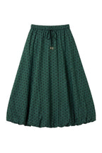 Dixie Spot Print Bubble Hem Midi Skirt - Forest Green