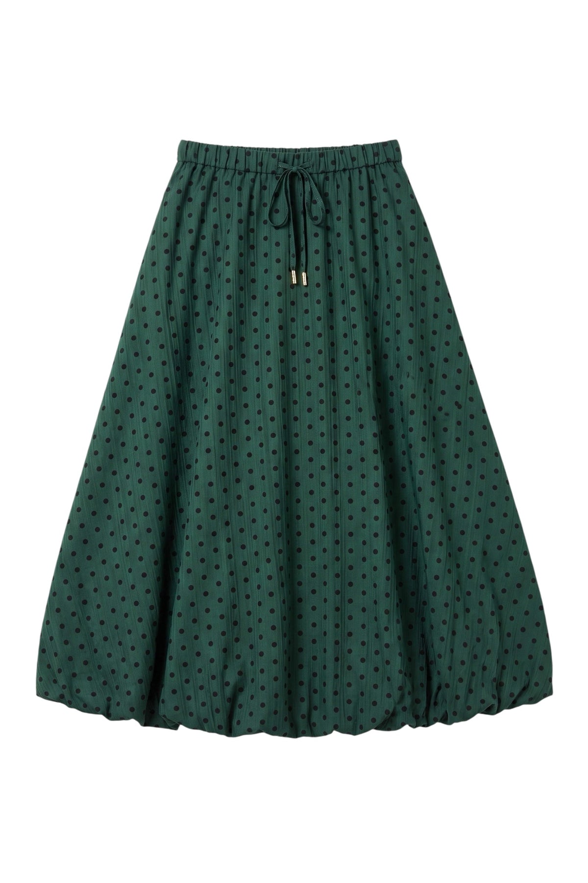 Dixie Spot Print Bubble Hem Midi Skirt - Forest Green
