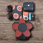Handmade Leather Daisy Barrel Bag - Poppy - Red