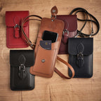 Handmade Leather Mobile Phone Pouch Plus - Purple