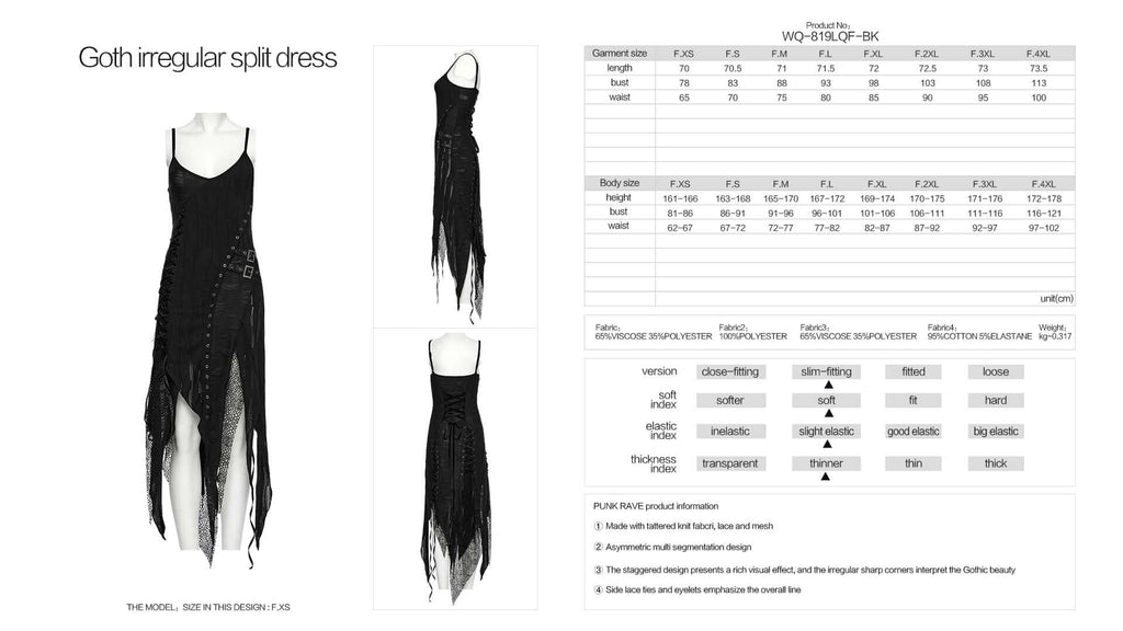 Punk Rave Honey Irregular Split Dress