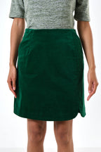 Ria Babycord A-Line Mini Skirt - Dark Green