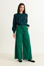 River Babycord Ric Rac Trim Wide Leg Trouser - Teal