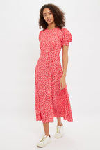 Louche Romola Gingham Twist Print Laced Back Short Sleeve Midi Dress