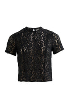 Rufaro Lace Trim Short Sleeve Blouse - Black