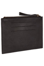 Remi Embroidered Black Leather Coin Purse