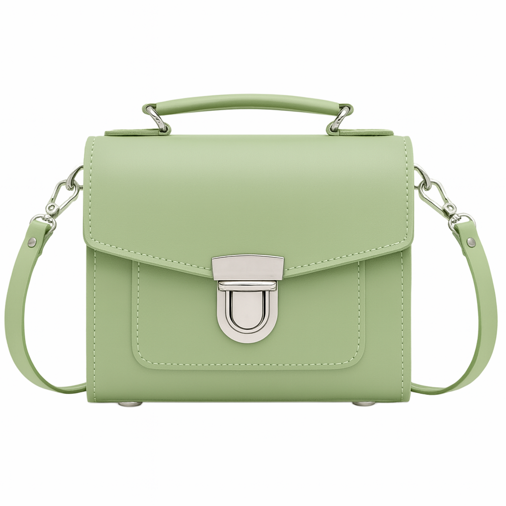 Handmade Leather Sugarcube Handbag - Sage Green Grande