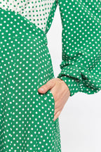 Louche Sorrel Polka Dot Print Long Sleeve Midi Dress