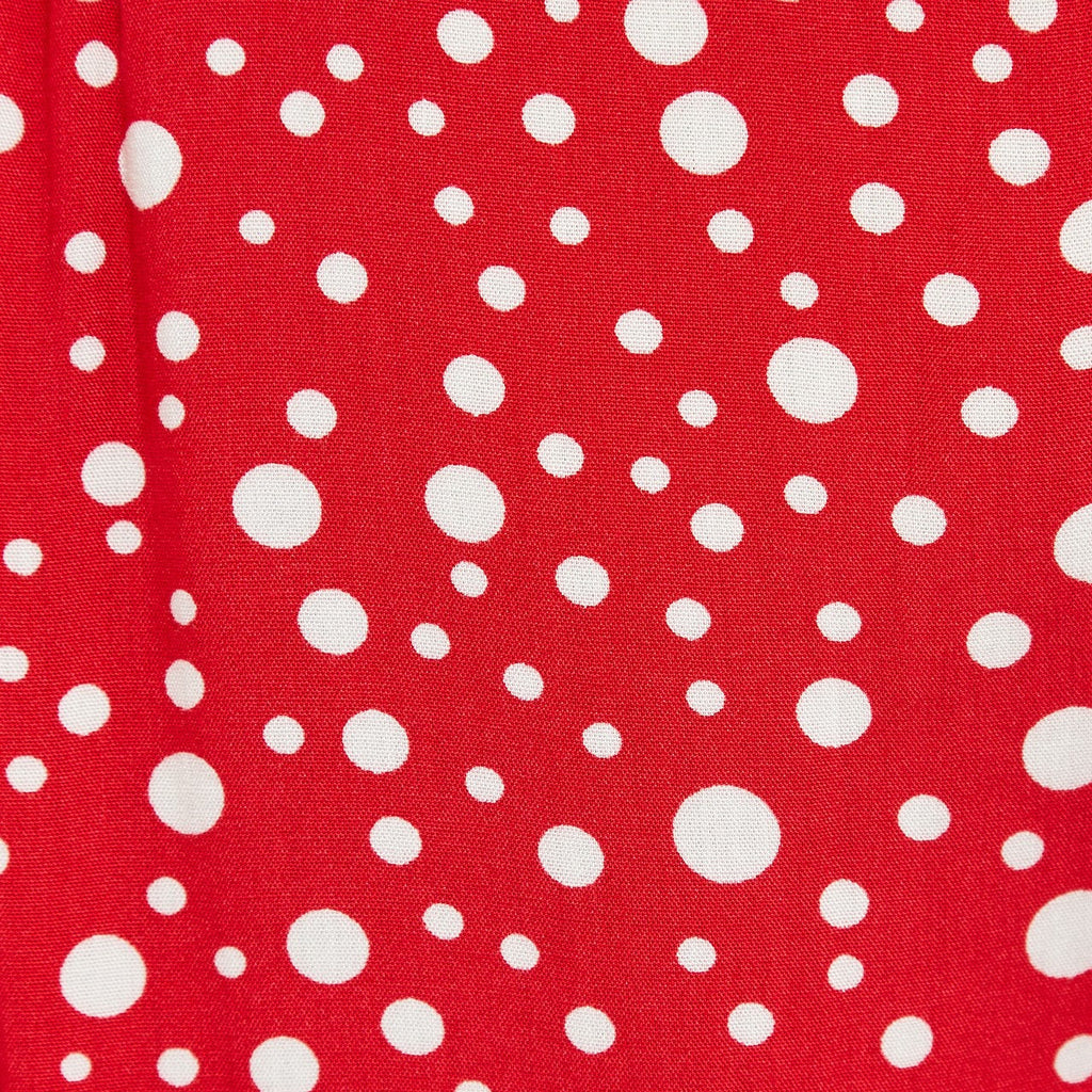 Louche Mara Spot It Print Ruffle Hem Wrap Midi Skirt Red