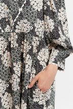 Suzanne Flower Patch Mini Dress Black/White