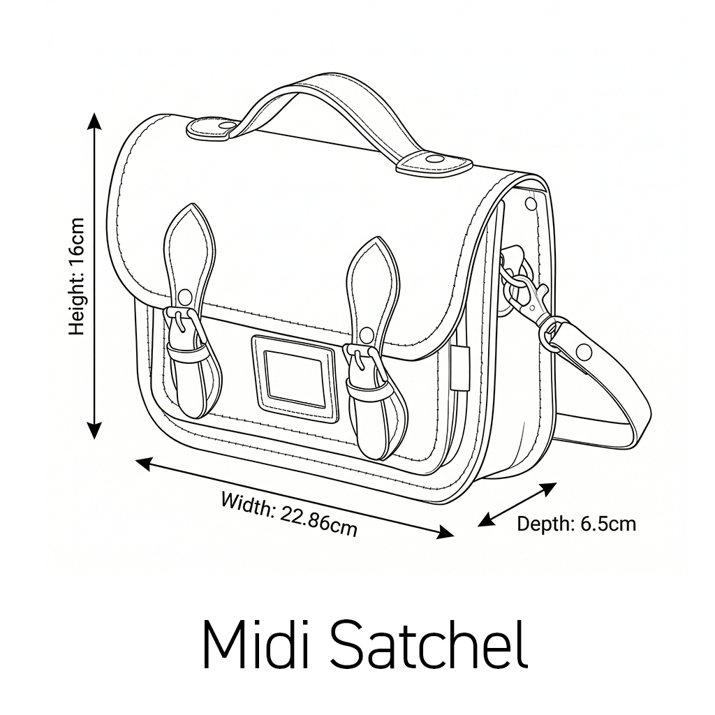 Leather Midi Satchel - Ghost Grey