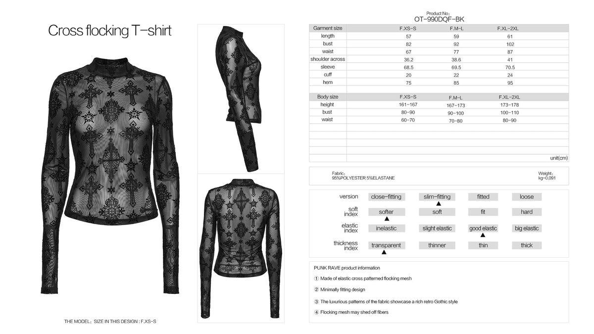 Punk Rave Ravena Cross Flocking Mesh Top