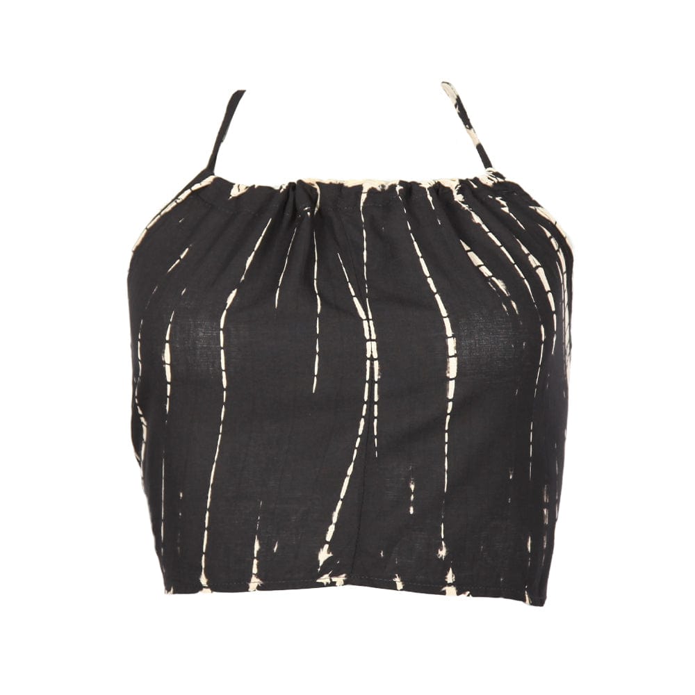 Hippy Tie Dye Halter Top Black