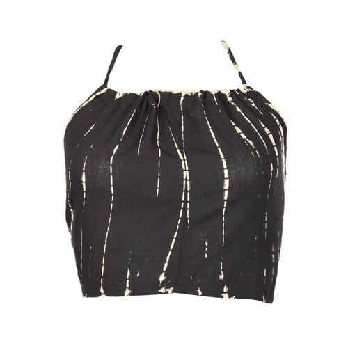 Hippy Tie Dye Halter Top Black